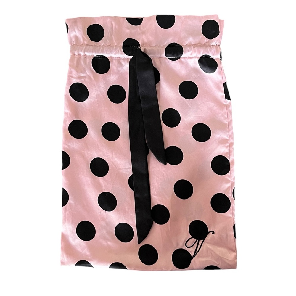 Victoria's Secret Signature Satin polka dot drawstring storage bag